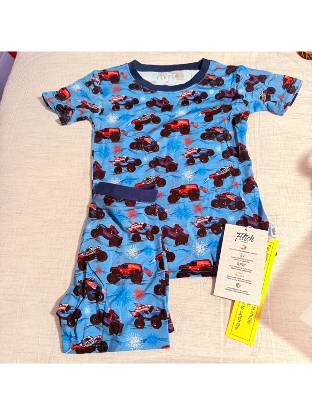 Fletch monster jam Americana bamboo short pajamas